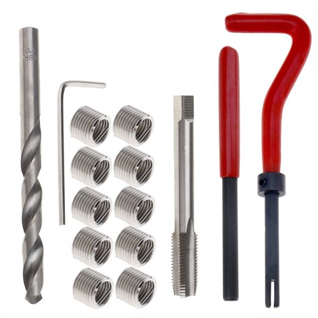 15pcs M9x1.25 Jeu d'inserts Réparation de Filetage Ffilets Outils à Main Compatibles avec Inserts Filetés Embout de Foret Fileta