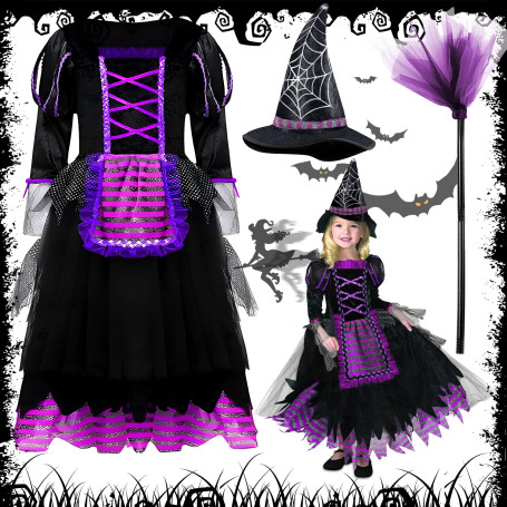 ITMNMNL Costume de sorcière pour fille Déguisement Halloween