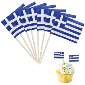 Lot de 150 cure-dents décoratifs - Drapeau de la Grèce - Drapeaux de cure-dents - Pour cocktail