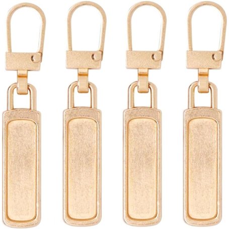 Lot de 4 tirettes de fermeture éclair de rechange dorées détachables pour vestes