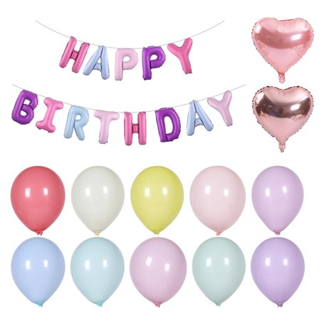 Bannière 10e anniversaire 2 ballons d'amour 10 ballons ronds Happy Birthday Ballons Décoration de fête d'anniversaire