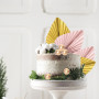 Lot de 4 décorations de gâteau en feuille de palmier - 10 boules de gâteau dorées - Drapeau pliable en feuille de palmier - Inse
