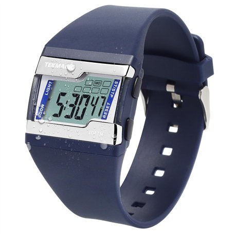 TEKMAGIC Montre Bracelet Homme Etanche 100 Mètres Montre Sport Digitale pour Plongée et Piscine avec Chronomètre au Tour