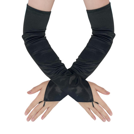 1 paire de gants de raccordement noirs gants en tricot extensibles gants d'opéra femmes gants sans doigts noirs pour mariage Gal