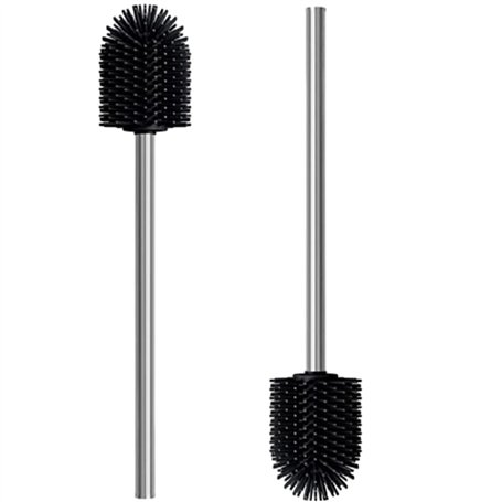 Lot de 2 brosses de toilette en silicone - Poils doux - Longue poignée - Nettoyeur de toilettes accroupi - Convient pour les toi