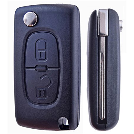 ANGOFIZ Coque Clé Pliable 2 Boutons CE0523 Lame HU83 Compatible avec Peugeot 207 307 307S 308 407 408 3 607 807 2BT 3008 5008 Pa