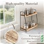 Étagère à Épices 2 Niveaux en Bois - Rangement de Cuisine Économiseur d'Espace - Étagère de Travail pour Épices, Café et Organis