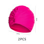 Lot de 2 bonnets de bain plissés - Double couche - Protection auditive - Bonnet de bain bandana - Couleur unie - Pour femme - So