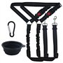 Ceinture de sécurité pour voiture - Harnais de sécurité pour chien - Avec 1 gamelle pliable noire pour animaux de compagnie - Ha