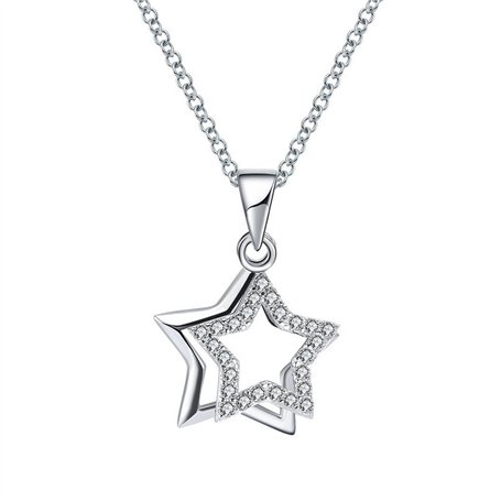 Belons Collier pour femme en argent sterling 925 avec pendentif en forme d'étoiles doubles