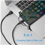 5 en 1 Câble Multi USB A/C [1M] Câble multi chargeur de Chargement Charge Rapide avec Micro USB Typ
