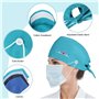 Comius Sharp 6 Pièces Bonnet Gommage Bouffant, Casquettes de Travail Réglable Respirants, Casquette Imprimé Unisexe pour Fournit
