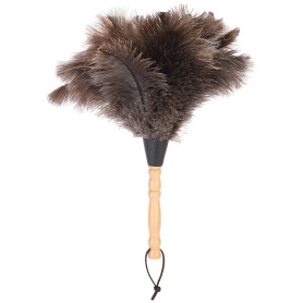 Plumeau en plumes d'autruche, 13,4 "outil de nettoyage de dépoussiérage à poignée en bois anti-statique réutilisable Plumeau en plumes d'autruche