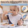 Cuillères d'apprentissage pour Enfants et Bébé,4 pièces,Cuillère Bébé 1er Âge en Silicone,Ustensiles d'Alimentation Autonomes,Re