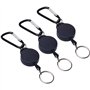 WOLMIK Lot de 3 porte-clés rétractables - Enrouleur robuste - Porte-clés extensible avec corde en nylon - Porte-badge rétractabl