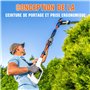 Litheli 2-en-1 Élagueur sur Perche et Taille Haie sans Fil, Batterie 2,0 Ah, Lame de 47 cm, tête inclinable et Perche rallonge p