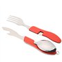 QitinDasen 2Pcs Prime 4 en 1 Couverts Pliant, Couverts Camping en Acier Inoxydable, Couverts Multifonction Pliant Couteau Fourch