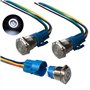 QitinDasen 3Pcs Premium 12V / 24V 5A Interrupteur à Bouton-Poussoir Auto-Bloquant