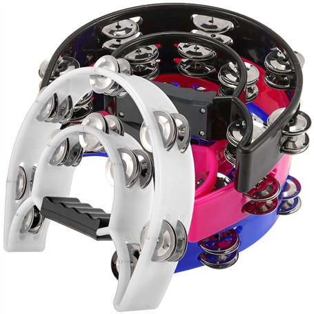 SINJEUN Lot de 4 Tambourins Demi Lune en Plastique