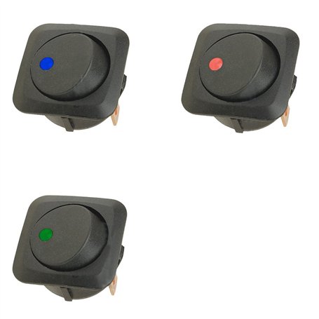 Mintice 3 X 25mm Véhicule de voiture Camion de bateau Rond Commutateur à bascule Interrupteur à bascule Lumière LED 12V 25A bleu