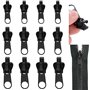 ETELIAR Curseur Fermeture Eclair 12 Pièces Curseur Fermeture Eclair Clipsable 3 Tailles Reparation Fermeture Eclair Couleur: Noi