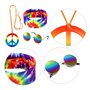 KRYMSON Déguisement hippie 3 pièces avec lunettes de soleil Pop Bandana Batik pendentif signe de la paix costume rétro disco acc