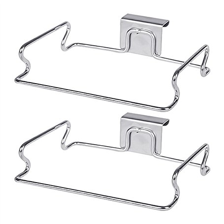 Lot de 2 étagères de support pour sacs poubelle en acier inoxydable - Support de sac poubelle suspendu - Étagère de rangement po