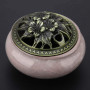 Brûleur d'Encens en Céramique, Porte-Encens en Céramique avec Encensoir en Porcelaine en Calebasse en Laiton pour Ornement de Sa