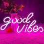 Panneau néon Good Vibes - Inscription LED rose personnalisée - Panneau néon USB - Décoration pour chambre à coucher