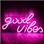 Panneau néon Good Vibes - Inscription LED rose personnalisée - Panneau néon USB - Décoration pour chambre à coucher, mariage, ba
