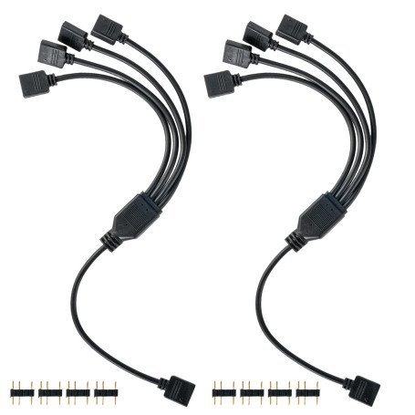 YieJoya Câble répartiteur RVB 5 V 3 broches 1 à 4 broches - Prolongez et connectez vos bandes LED RVB et ventilateurs