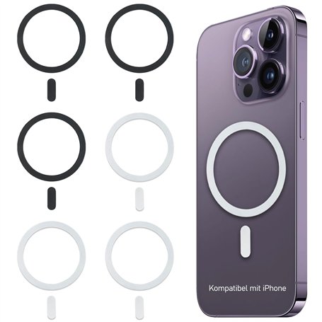 Lot de 6 anneaux d'adaptateur magnétique sans fil - Kit de conversion magnétique pour téléphone portable - Compatible avec iPhon