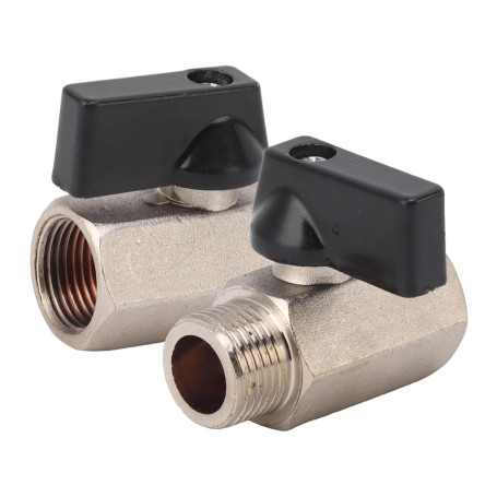 VIVIIHOO Lot de 2 robinets à boisseau sphérique 3/8" en laiton nickelé pour raccords d'air comprimé – Mini robinet à boisseau sp