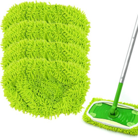 Aililong Lot de 4 serpillères réutilisables en microfibre et chenille pour nettoyage humide et sec