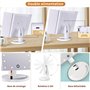 LINRYU Miroir de Maquillage Triple grossissant, 21 miroirs de Maquillage à LED, grossissement de 10 X / 3 X / 2 X /1 X, avec écr