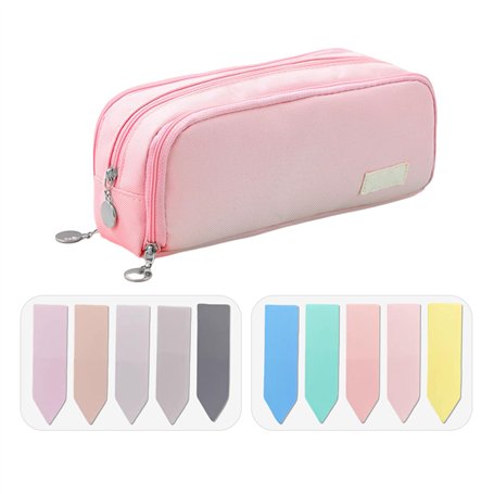 Sac De Papeterie Rose 1 Pièce Et 2 Ensembles D'Autocollants D'Index