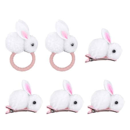 4 Petits Pinces À Cheveux De Lapin Et 2 Anneaux De Cheveux