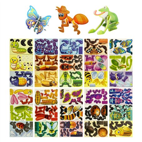 LCIEFKAE 30Pcs Puzzle D'Insectes Animales 3D