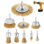 Lot de 9 brosses métalliques rotatives pour fixation de perceuse