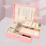 KIMIGO Boite à Bijoux 2 Couches,Boite a Bijoux pour Femme Verrouillable Boîte de Bijoux de Rangement avec Plateau amovible 3chif