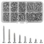 800Pcs Kit d'Assortiment de Vis Autotaraudeuses M2 en Acier Inoxydable