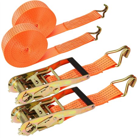 2 pièces de Sangles à cliquet 5000kg 6M Heavy Duty Sangles d'arrimage réglables