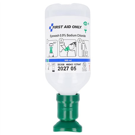 First Aid Only Flacon de rinçage oculaire 500 ml de solution de chlorure de sodium (0