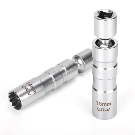 Tunejoy Clé à Bougie Allumage Douille de Bougie d'allumage Pivotante 14mm/16mm avec Magnétiques pour Retirer Les Bougies D'allum