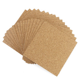 Lot de 17 plaques de liège autocollantes - 1 mm d'épaisseur - 10 x 10 cm - Rectangulaires - Pour dessous de verre en liège