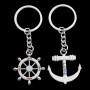 ARFUKA Lot de 2 porte-clés en métal avec pendentif en forme d'ancre et gouvernail pour homme et femme