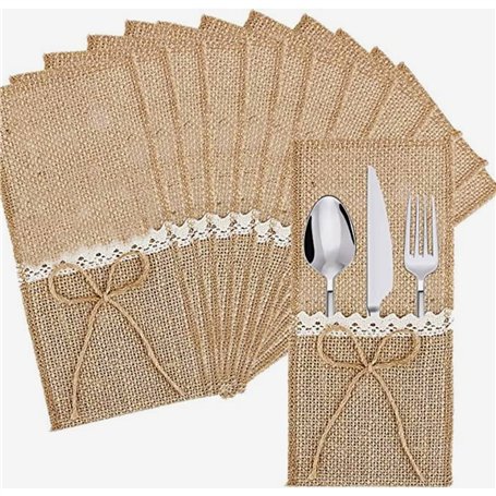 CLDURHGE Porte-ustensiles en Toile de Jute en Dentelle