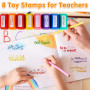 RNPKZ Tampon Encreur Enseignant Français, Lot de 8 Tampon Encreur pour Enfant,Tampons Auto Encreur Tampons Enseignant Maternelle