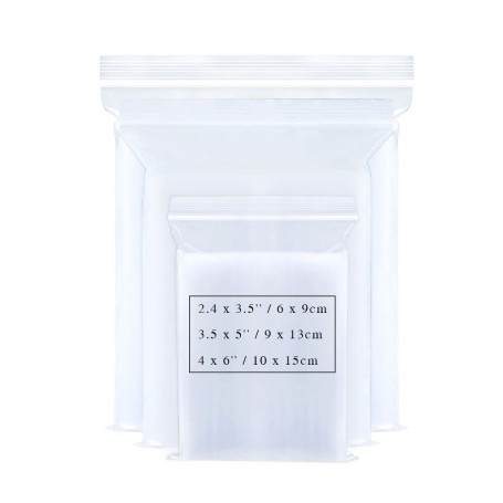 Sachets Refermables 3 Tailles 300 Pièces - Plastiques Zip 6x9/9x13/10x15cm - Transparents pour Rangement de Bijoux