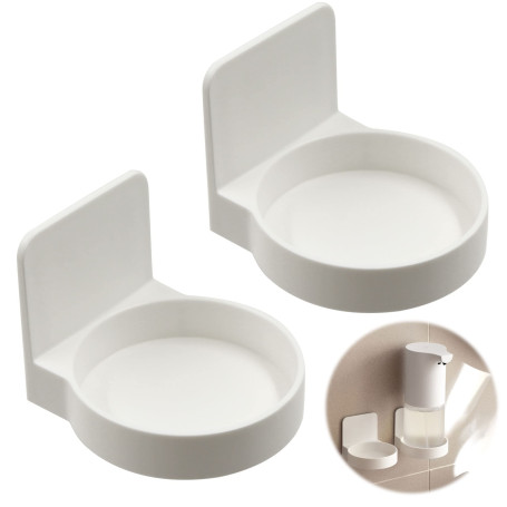 Porte Distributeur Savon Mural Blanc - 2 Pieces Support De Distributeur De Bouteille De Pompe